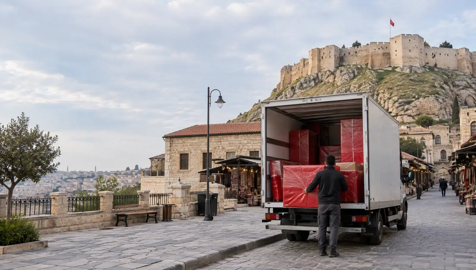 the castle quarter and old bazaar streets in Gaziantep; AI-generated image