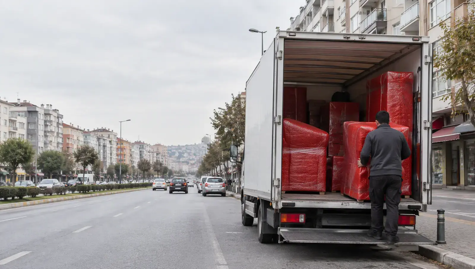 Abdi İpekçi Avenue in Bayrampaşa; AI-generated image