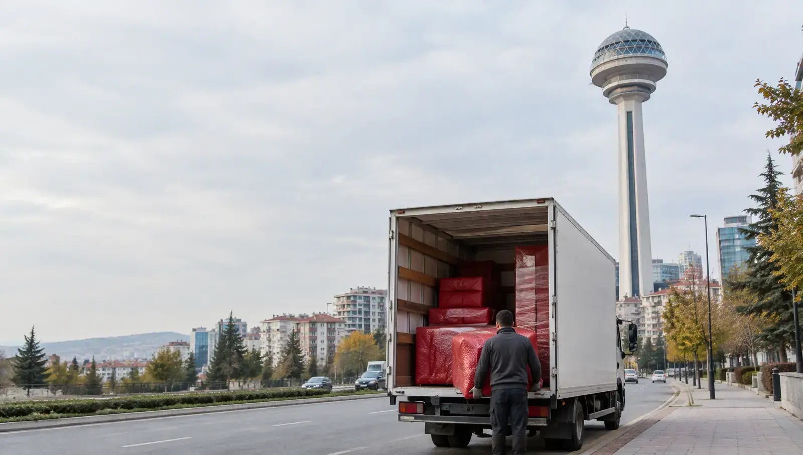 Atakule tower on Çankaya Avenue in Ankara; AI-generated image