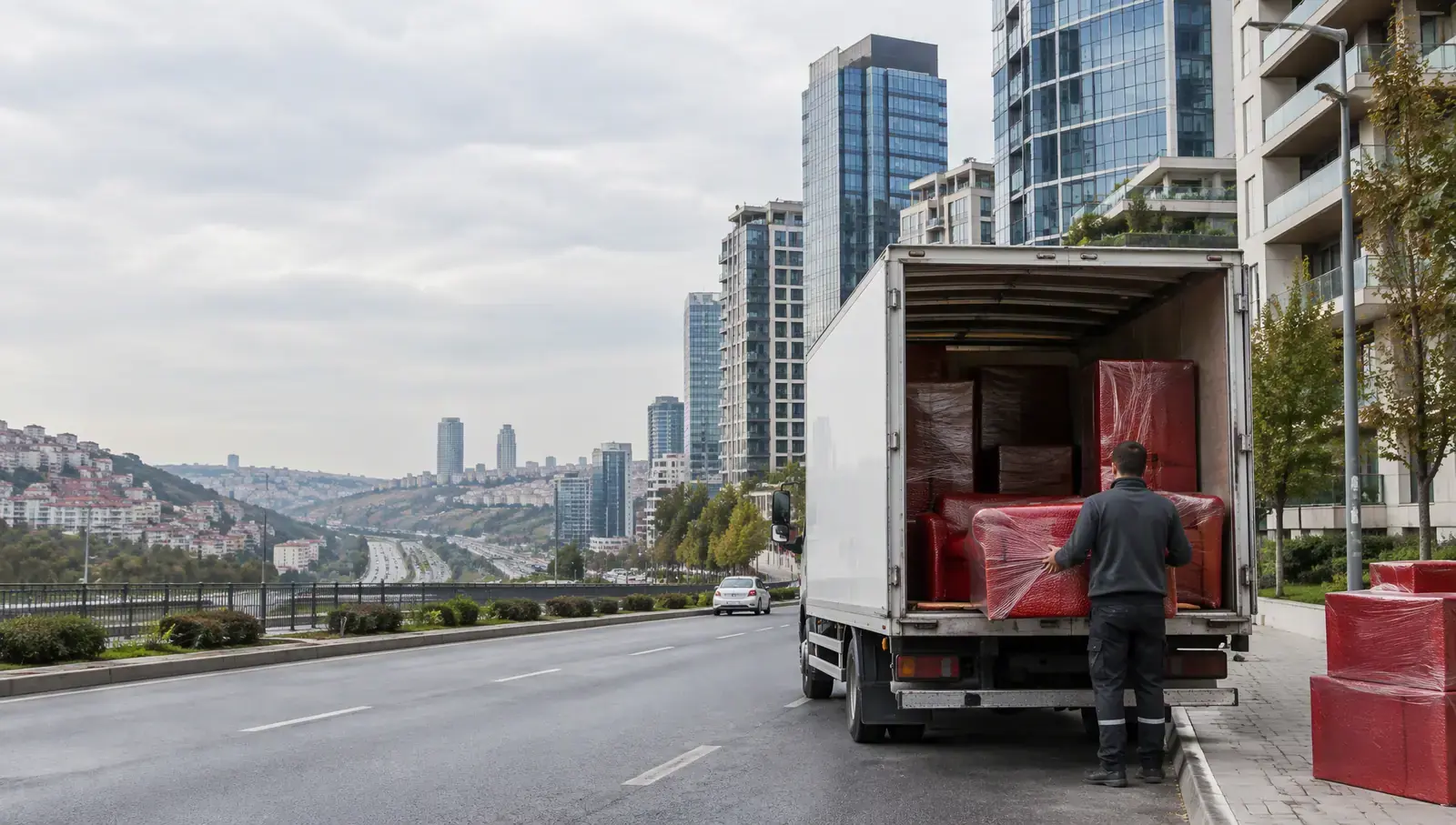 the Cendere valley and new office buildings in Kağıthane; AI-generated image